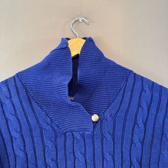 Chaos Ralph Lauren Women’s Cable Knit Sweater Size Medium Blue Color - Picture 2 of 10